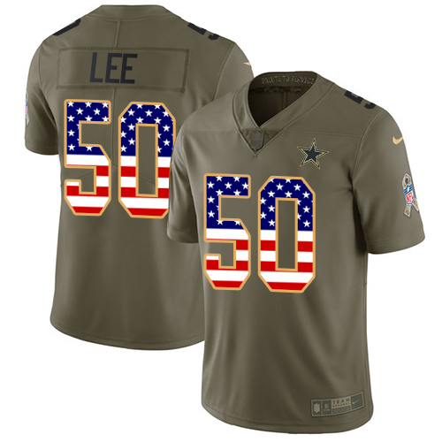 Nike Cowboys #50 Sean Lee Olive/USA Flag Men's Stitched NFL Limited Salute To Service Jersey